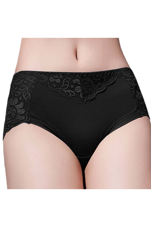 yunLCZ Women's Cotton Underwear High Waist 2023 Women's Mid Waist Lace Panties Hip Lifting Transparent Women's Triangular Pure Cotton Crotch Underpants