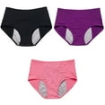 thumbnail image 1 of yunLCZ Women's Cotton Underwear High Waist 3PC Underwear For Women Leak Proof Cotton Overnight Menstrual Briefs High Waisted Leak Proof Protective Stretch Cool Underwear for Women, 1 of 3