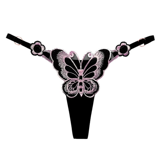 yunLCZ Women's Cotton Underwear High Waist Ladies Butterfly Embroidery Fashion Thong Women Hollow Mesh Embroidery Hollow Panties