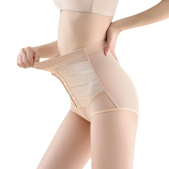yunLCZ Women's Cotton Underwear High Waist Lady High Waist Trainer Tummy Control Thong Seamless Underwear Shaper Shapewear