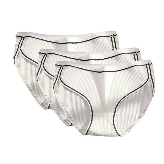 yunLCZ Women's Cotton Underwear High Waist Lady Underpants Women Mid Waist Elastic Soft Cotton Solid Color Breathable Briefs