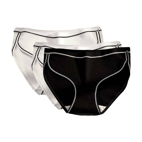 yunLCZ Women's Cotton Underwear High Waist Lady Underpants Women Mid Waist Elastic Soft Cotton Solid Color Breathable Briefs