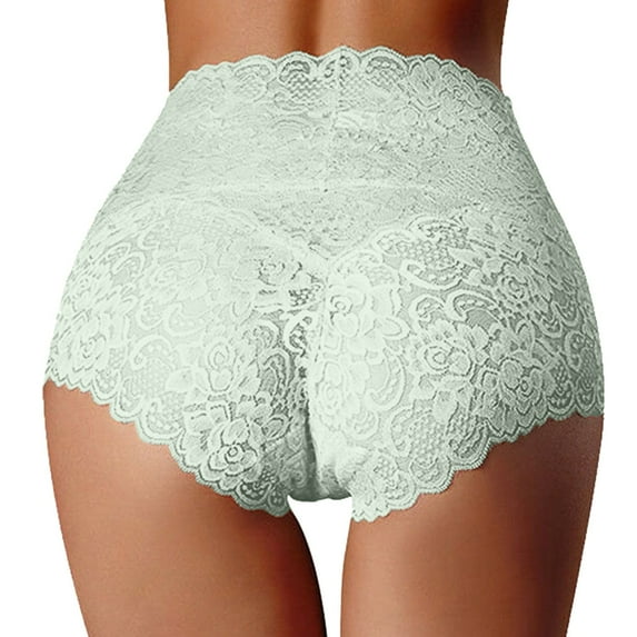 yunLCZ Women's Cotton Underwear High Waist New Sexy High Waist Underwear Women's Thin Hollow Lace Ladies Panties Pure Cotton Crotch Large Size Belly Briefs