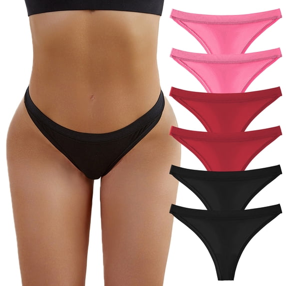 yunLCZ Women's Cotton Underwear High Waist Underpants Patchwork Color Underwear Panties Bikini Solid Womens Briefs Knickers Christmas Gift 6 Pieces Cotton Panties For Womens