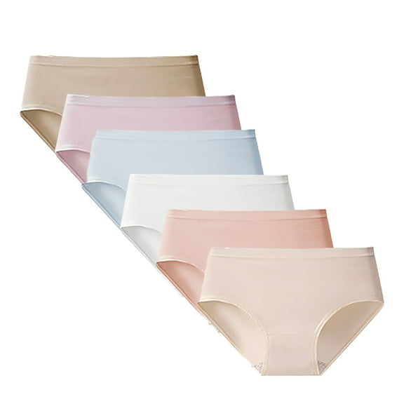 yunLCZ Women's Cotton Underwear High Waist Underwear For Women Seamless Bikini Regular Absorbency Underwear