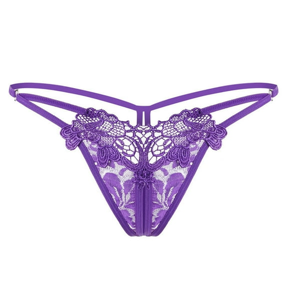 yunLCZ Women's Cotton Underwear High Waist Women Hollow Embroidered Panties Low Waist Sexy Thong Side Open Stretch Panties
