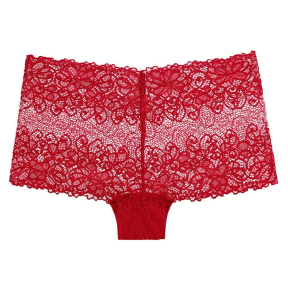 yunLCZ Women's Cotton Underwear High Waist Women Lace Boyshort Panties Low Rise Underwear Ladies Comfortable Underpants Female Sleepwear