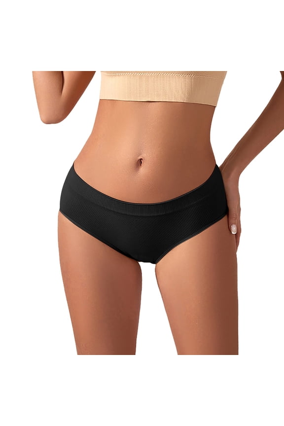 Panties for Women Women's Cotton Underwear High Waist Women'S Solid Color Conservative Mid Waist Briefs Thin Seamless Head