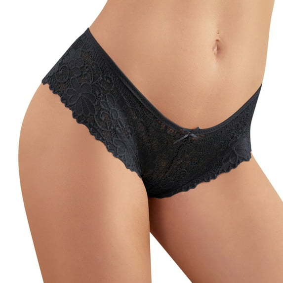 yunLCZ Women's Cotton Underwear High Waist Women Sexy Thong Breathable Briefs Lace Hollow Cotton Panties