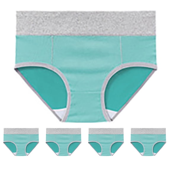 yunLCZ Women's Cotton Underwear High Waist Women's Cotton Underwear High Waist Stretch Briefs Soft Underpants Ladies Full Coverage Panties 5 Pack