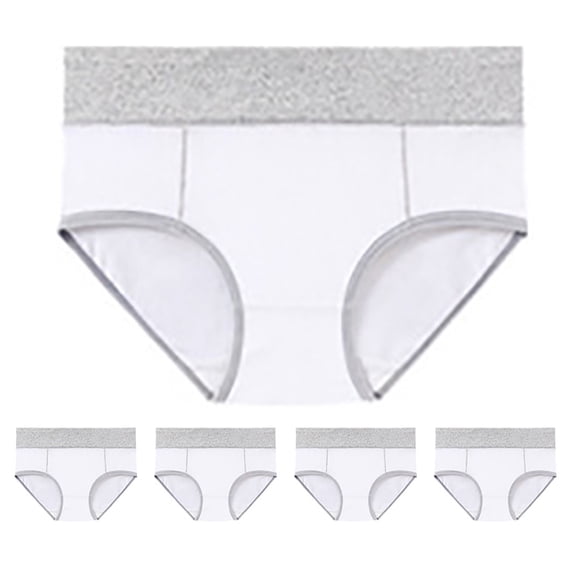 yunLCZ Women's Cotton Underwear High Waist Women's Cotton Underwear High Waist Stretch Briefs Soft Underpants Ladies Full Coverage Panties 5 Pack