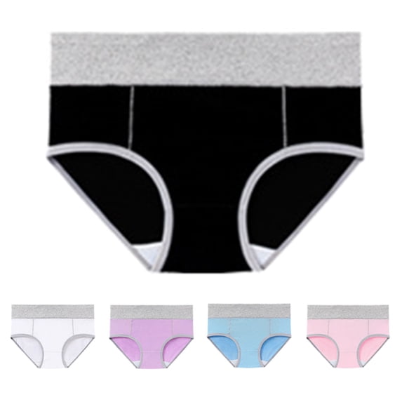 yunLCZ Women's Cotton Underwear High Waist Women's Cotton Underwear High Waist Stretch Briefs Soft Underpants Ladies Full Coverage Panties 5 Pack