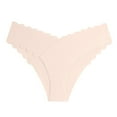 thumbnail image 1 of yunLCZ Women's Cotton Underwear High Waist Women's Summer Wavy Edge V Shaped Waist Without Marks Ice Thong Underwear For Women Waist Cotton Crotch Stretch Cool Underwear for Women, 1 of 3