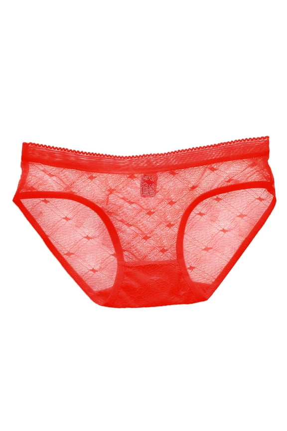 Women's Cotton Underwear High Waist Womens Sheer Lace Panties Sexy See Through Mesh Cotton Crotch Seamless Briefs