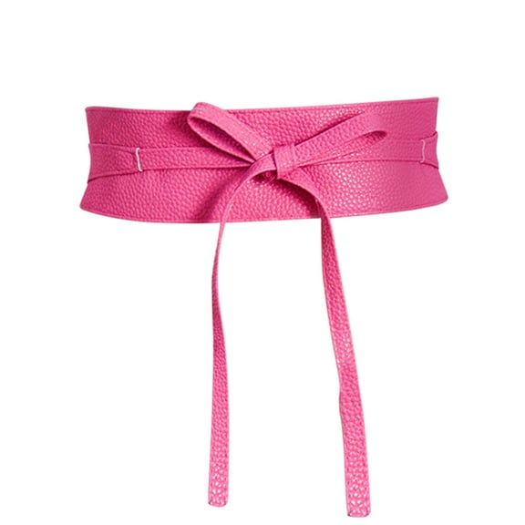 yunLCZ Women's Leather Belts Faux Leather Wide Belt Ladies Versatile Wide Belt Bow Tie Clothing Accessories Belt with Gold Buckle