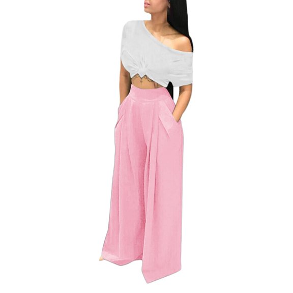 yunLCZ Women's Palazzo Pants Women's Spring Summer Flared Pants Wide Foot Casual Pants Wide Foot Pants Work Clothes for Office