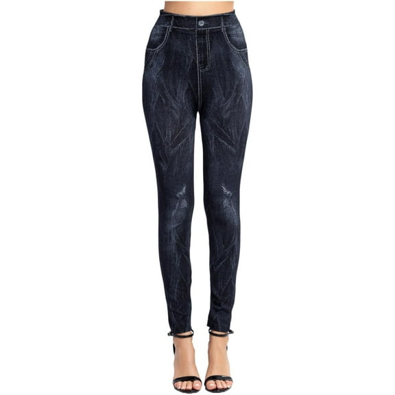 yunLCZ Women's Palazzo Pants Women's Stretch Slim Fit Faux Denim Leggings Hip Lift Work Clothes for Office