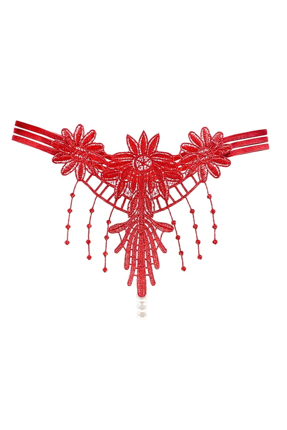 yunLCZ Womenâs Seamless Hipster Underwear Panties Light Luxury Tassel Thong Women Embroidery Can Play Beaded Open Crotch Panties Stretch Cool Underwear for Women