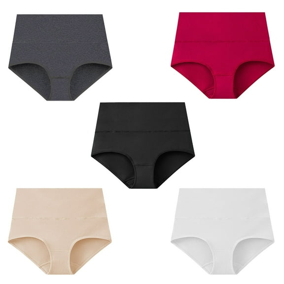 yunLCZ Women’s Seamless Hipster Underwear Women's Pure Cotton Women's Underwear Pure Cotton Plus Size Underwear Women's High Waist Underwear 5PC Underwear Wasit Hipster Brief Panties for Ladies