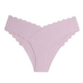 thumbnail image 1 of yunLCZ Women’s Seamless Hipster Underwear Women's Summer Wavy Edge V Shaped Waist Without Marks Ice Thong Underwear For Women Waist Cotton Crotch Stretch Cool Underwear for Women, 1 of 3