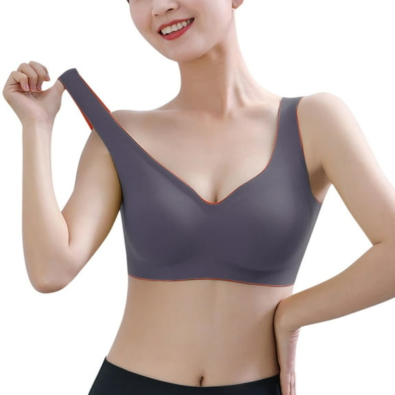 yunLCZ Women's Smooth Cotton T-Shirt Bra Ladies Seamless Beauty Back Underwear No Steel Ring Sports Bra Push Up Comfortable Underwear Bras for Women