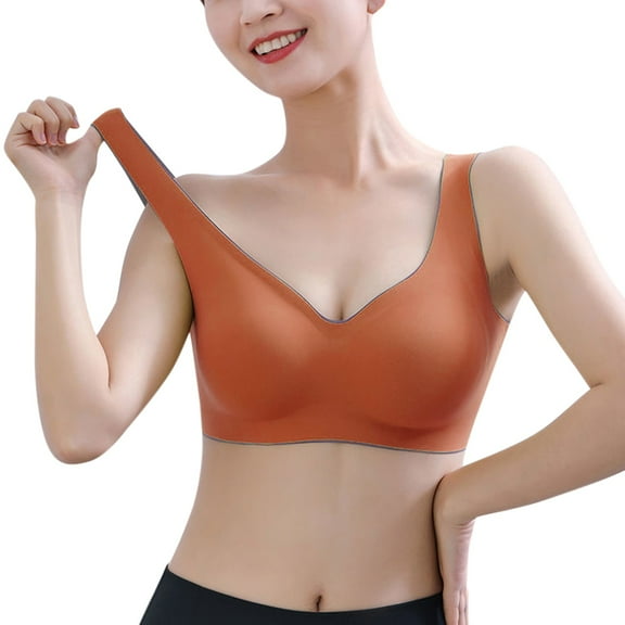 yunLCZ Women's Smooth Cotton T-Shirt Bra Ladies Seamless Beauty Back Underwear No Steel Ring Sports Bra Sexy Push Up Comfortable Underwear T-Shirt Bra