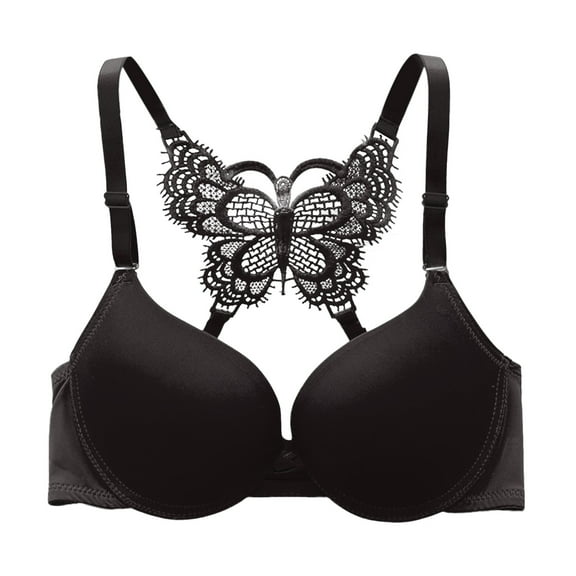 yunLCZ Women's Smooth Cotton T-Shirt Bra Womens Y Shape Beautiful Back Ultra Gather Butterfly Lace Glossy Bra Bra Bras for Women