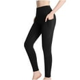 thumbnail image 1 of yunLCZ Women's Straight Leg Pants High Wa Fleece Lined Leggings Women Tummy Thermal Warm High Waisted Hiking Running Tights Yoga Pants With Pockets, 1 of 4