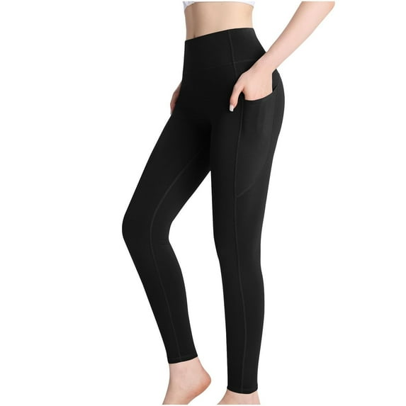yunLCZ Women's Straight Leg Pants High Wa Fleece Lined Leggings Women Tummy Thermal Warm High Waisted Hiking Running Tights Yoga Pants With Pockets