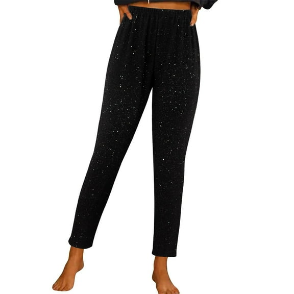 yunLCZ Women's Straight Leg Pants High Wa Ladies Casual Shining High Waist Slimming Casual Versatile Pants