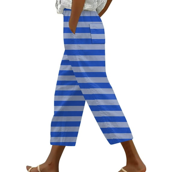 yunLCZ Women's Straight Leg Pants High Wa Pants For Women Casual 2025 Summer Drawstring Elastic High Waist Linen Pants Wide Leg Cropped Trousers