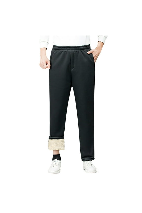 Women's Straight Leg Pants High Wa Sports Pants For Middle And Elderly Men In Autumn And Winter Cotton Pants For Outerwear Elderly Grandpa With Thick Wool And Lamb Wool Pants
