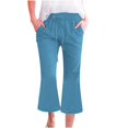 thumbnail image 1 of yunLCZ Women's Straight Leg Pants High Wa Women's Fashionable Casual Cotton And Linen Pocket Waist Slim Bell Bottom Pants, 1 of 4
