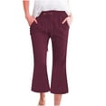 thumbnail image 1 of yunLCZ Women's Straight Leg Pants High Wa Women's Fashionable Casual Cotton And Linen Pocket Waist Slim Bell Bottom Pants, 1 of 4