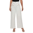 thumbnail image 1 of yunLCZ Women's Straight Leg Pants High Wa Women's Solid Color Fashionable Casual Pocket Cotton Linen Waist Wide Leg Pants, 1 of 4