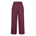 thumbnail image 1 of yunLCZ Women's Straight Leg Pants High Wa Women's Spring And Summer Casual Cotton And Linen Long Pants, 1 of 4