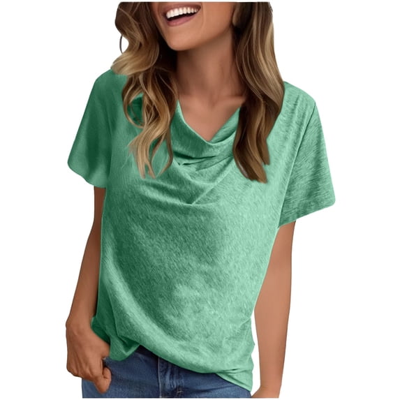 yunLCZ Women's T-shirts Discounted Solid Color Casual Fashion Short Sleeved Women's Top workout form-fitting T-shirts women