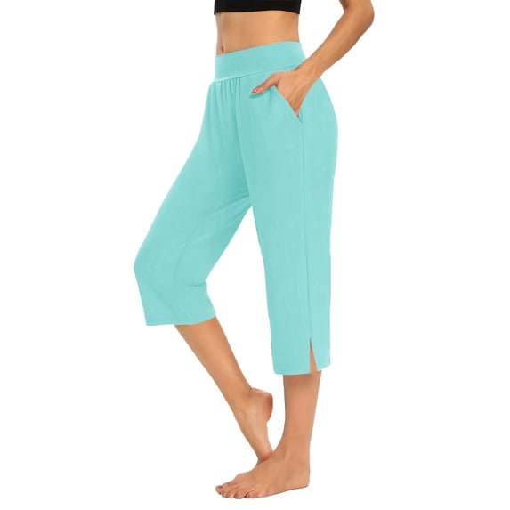yunLCZ Women's Wide Leg Pants Side Slit Pull On For Women Casual Lightweight Elastic High Waist Pants 2025 Summer Office Slacks