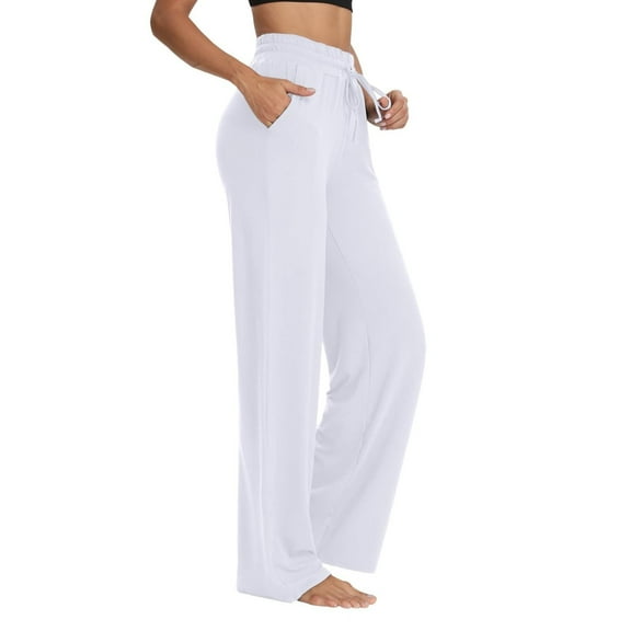 yunLCZ Women's Wide Leg Pants Wide Leg Pants For Women Comfortable And Lightweight Stretch Waist Yoga Pants With Pocket Casual Pants