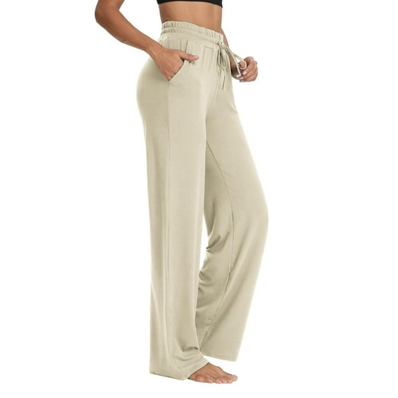 yunLCZ Women's Wide Leg Pants Wide Leg Pants For Women Comfortable And Lightweight Stretch Waist Yoga Pants With Pocket Casual Pants