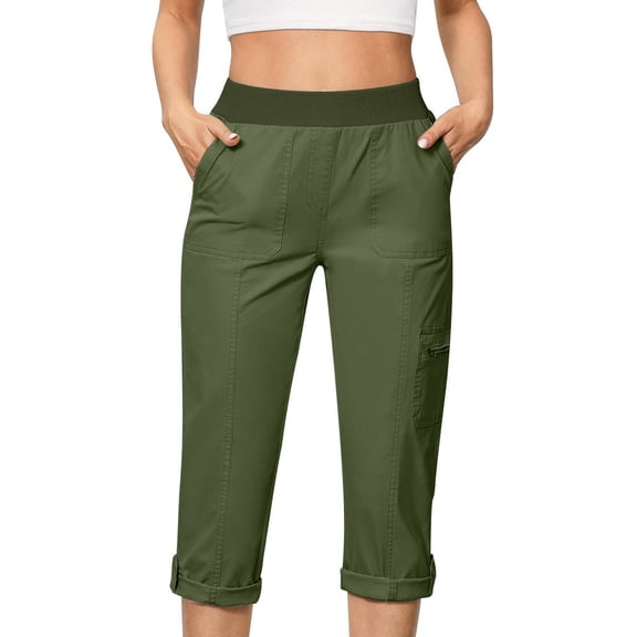 yunLCZ Women's Wide Leg Pants Women's Hiking Pants Outdoor Pants 3/4 Summer Pants Casual Solid Pants