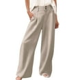 thumbnail image 1 of yunLCZ Women's Wide Leg Pants Womens Linen Pants Casual Loose Wide Leg Pants For Women Elastic Waist Palazzo Pants Trousers With Pockets Business Work Casual Pants, 1 of 4