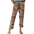 thumbnail image 1 of yunLCZ Womens Dress Pants Boho Women's Linen Pants With Petite Summer Beachwear Lightweight Elastic Waist Pants Business Work Casual Pants, 1 of 4