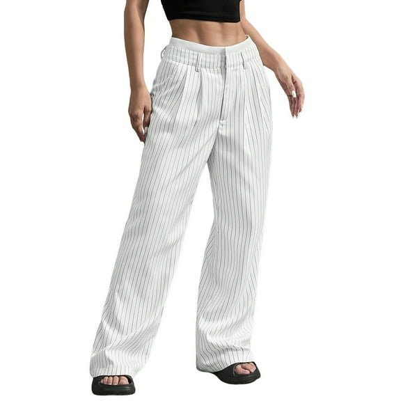 yunLCZ Womens Dress Pants Women's Casual Pants High Waisted Patchwork Simple Vertical Suit Pants