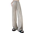 thumbnail image 1 of yunLCZ Womens Dress Pants Women's Spring Satin Straight Leg With Drawstring Loose Casual Pants Office Slacks, 1 of 4