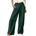 thumbnail image 1 of yunLCZ Womens Dress Pants Womens Linen Pants Casual Loose Wide Leg Pants For Women Elastic Waist Palazzo Pants Trousers With Pockets Office Slacks, 1 of 4