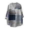 thumbnail image 1 of yunLCZ Womens Long Sleeve Shirts Cotton Linen Shirts For Women 2025 V Neck Long Sleeve Tops Summer Trendy Blouses Casual Loose Tunic Tops Womens Long Sleeve Shirts, 1 of 3