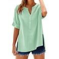 thumbnail image 1 of yunLCZ Womens Long Sleeve Shirts Women'S Solid Color Stand Up Collar Cotton Long Sleeved Shirt Blouse Womens Long Sleeve Shirts, 1 of 4