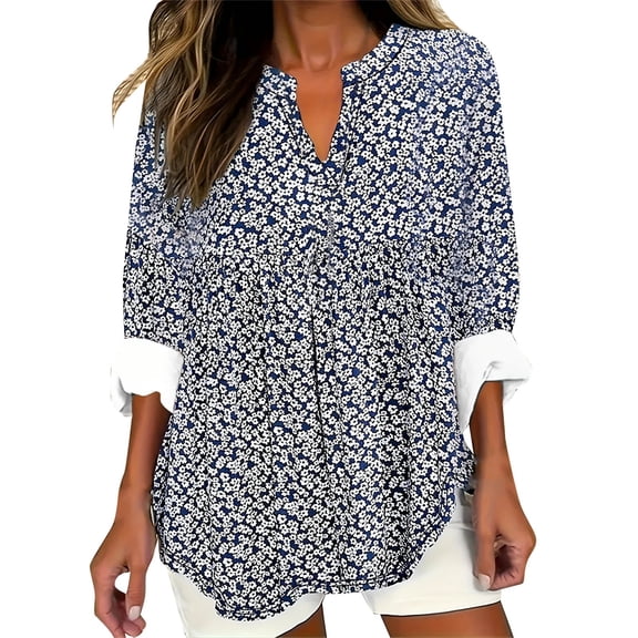 yunLCZ Womens Long Sleeve Shirts Women Spring Summer Casual Long Sleeve V Neck T Shirts Loose Fit Cotton Tops Blouses Work Office Casual Blouse