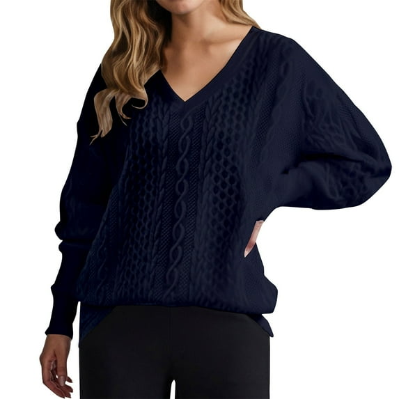 yunLCZ Womens Long Sleeve Shirts Women's Autumn And Winter Solid Color Striped V Neck Pullover Long Sleeved T Shirt Work Office Casual Blouse